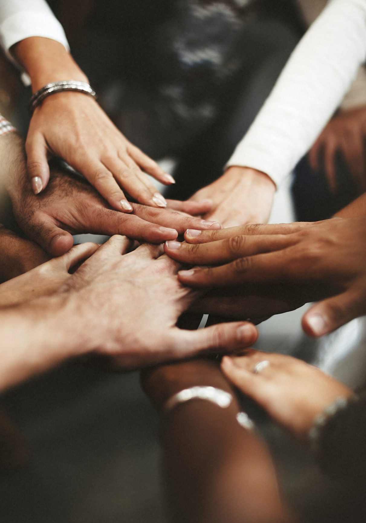 Joined hands for teamwork